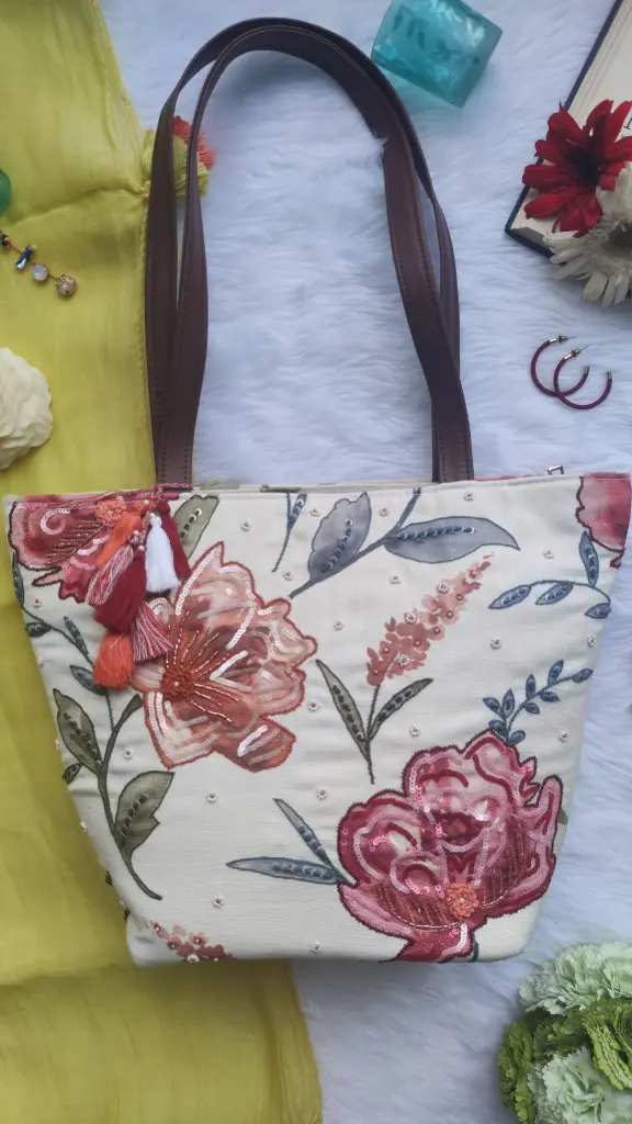 Printed Floral Tote Bag