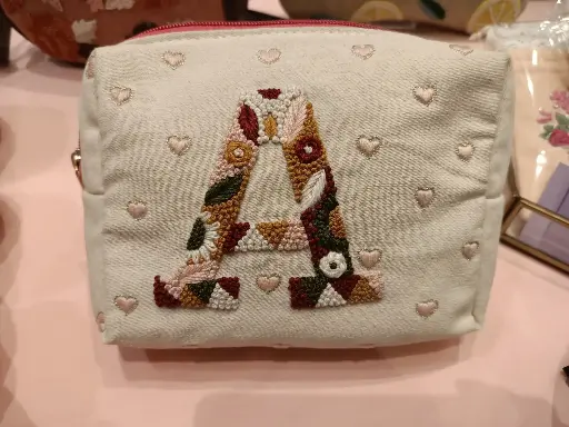 Hand Embroidered Initial Name Pouch (Pre -order only)